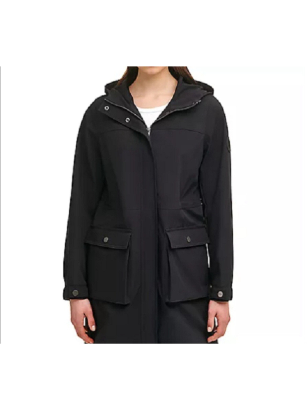 DKNY Women Water Resistant Full-Zip Lined Long-Sleeves Hoodie Jacket Coat XL